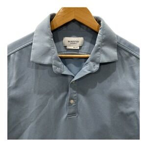 Ministry Of Supply Apollo Polo Shirt Mens L Light Blue Short Sleeve Casual Golf*